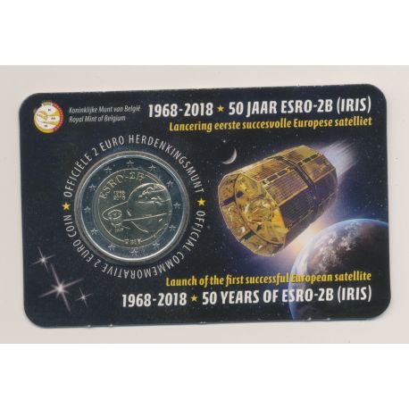 Coincard - 2 Euro Belgique 2018 - 50 ans Lancement premier satellite - version Flamande