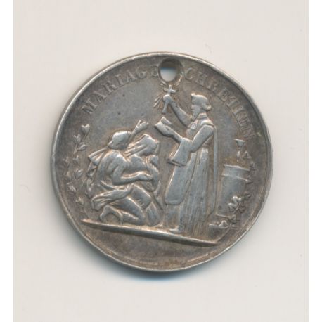 Médaille de mariage - gravée initiales + 1884 - argent