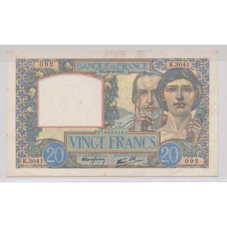 20 Francs Science et travail - 20.02.1941 - TTB+