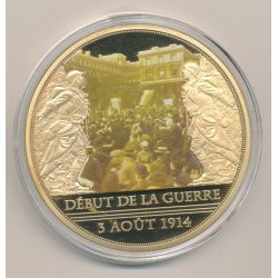 Médaille - Début de la guerre 1914 - 100 Ans Première Guerre mondiale - 1914-1918 - couleur - 70mm