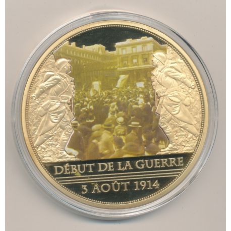 Médaille - Début de la guerre 1914 - 100 Ans Première Guerre mondiale - 1914-1918 - couleur - 70mm