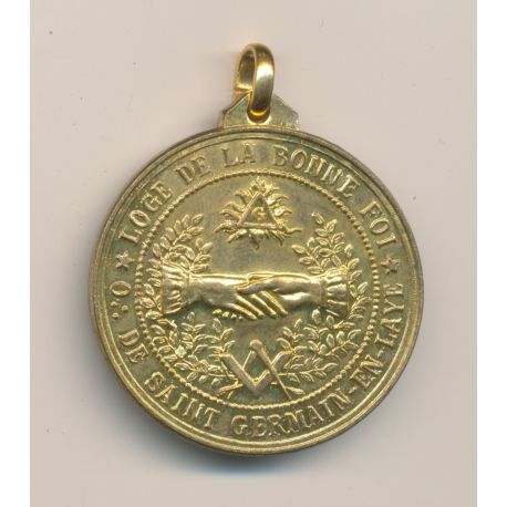 Médaille Maçonnique - Loge de la bonne foi - Orient Saint germain en laye - bi centenaire 1778/1978 - cuivre doré