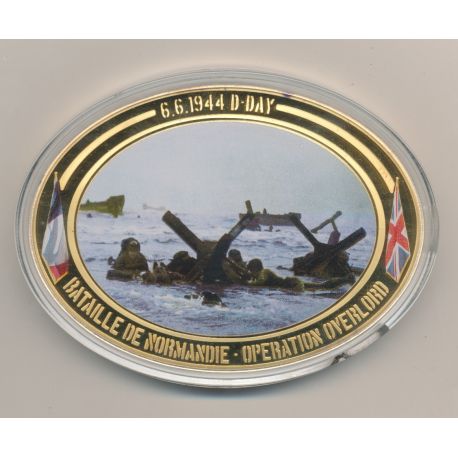 Médaille D-Day - Opération Overlord N°4 - Collection 70e anniversaire débarquement en normandie - cuivre doré - 85mm x 62mm