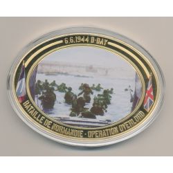 Médaille D-Day - Opération Overlord N°5 - Collection 70e anniversaire débarquement en normandie - cuivre doré - 85mm x 62mm