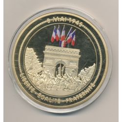Médaille - Arc de Triomphe/8 mai 1945 - Collection 70e anniversaire fin de la 2e guerre mondiale - cuivre doré - 70mm