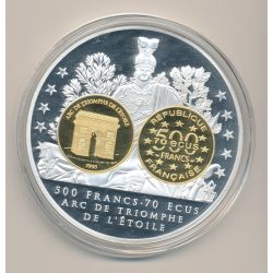 Médaille - 500 Francs/70 Écus Arc de triomphe - Adieu au Franc - 70mm