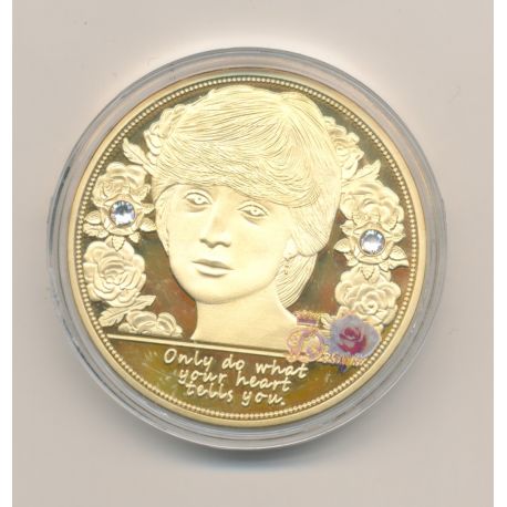 Médaille 40mm - Lady Diana - Only do what you heart tells you - cuivre doré