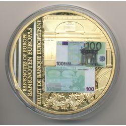 Médaille - Billet de banque Européenne - 100 Euro - couleur - 70mm