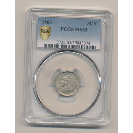 3 Cent - 1866 - nickel - PCGS MS63