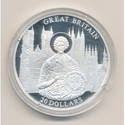 Libéria - 20 Dollars 2001 - Great Britain - argent BE