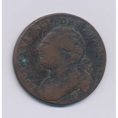 Louis XVI - 12 Deniers - 1792 D Lyon - TB/TB+
