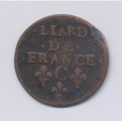 Louis XIV - Liard de France - 1655 C Caen - cuivre - TB