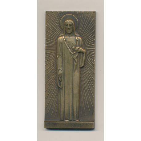 Médaille - Jésus Christ - bronze - 1930 - par E.J Vézien - TTB+