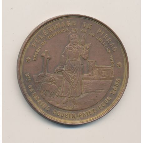 Médaille - Pius IX - Pèlerinage de Pibrac - Juin 1867 - bronze - 51mm