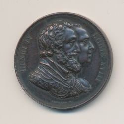 Médaille - Henri IV et Louis XVIII - bronze - 33mm - TTB+
