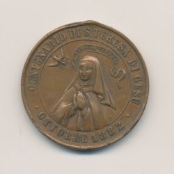 Médaille - Centenaire Ste Thérèse - 1882 - cuivre - 32mm - TB