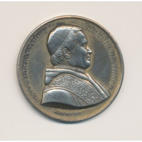 Médaille - Pi IX - Élection du pape - 1866 - 37mm - bronze argenté - TTB