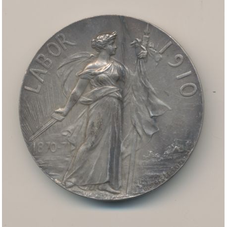 Médaille - Labor 1910 - 1870-71 - Progrès gloire - bronze argenté - Georges Lemaire - 50mm - TTB+