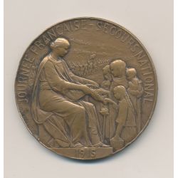 Médaille - Journée Française - Secours national - 1915 - Patrie - bronze - 50mm - TB+