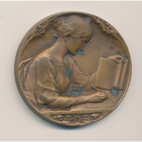 Médaille - L'écriture - par P.Lenoir - bronze - 1879-1929 -  41mm - TTB
