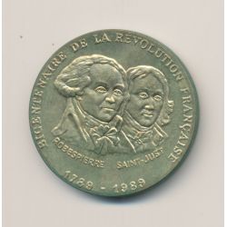 Médaille - Bicentenaire de la Révolution Française - Robespierre et St Just - bronze - 31mm - TTB+