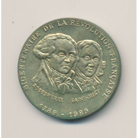 Médaille - Bicentenaire de la Révolution Française - Danton et Desmoulins - bronze - 31mm - TTB+
