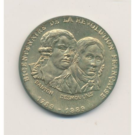 Médaille - Bicentenaire de la Révolution Française - Danton et Desmoulins - bronze - 31mm - TTB+