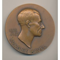 Médaille - Maurice Ravel - 1875-1937 - P.Poisson - bronze - 81mm - TTB+