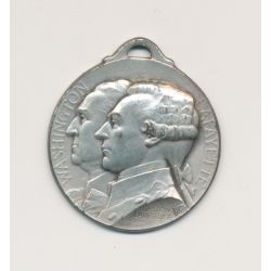 Médaille - Journée de Paris 1917 - Washington et Lafayette - 1776-1789 - 28mm - TTB - bronze argenté
