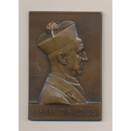 Plaquette - L'Abbé Dibildos - Fondateur École Gerson - 1884-1908 - bronze - F.Vernon - TTB+