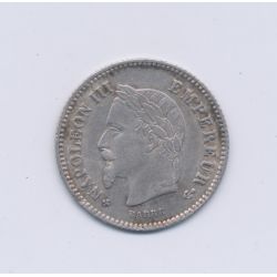20 centimes Napoléon III - 1868 BB Strasbourg - Tête laurée - SUP