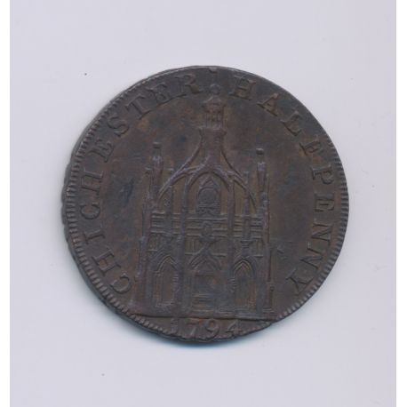 Angleterre - Token - 1/2 Penny Chichester - 1794 - cuivre - TTB