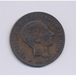 Espagne - 10 Centimos - 1879 - Alfonso XII - bronze - TB/TB+
