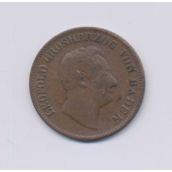 Allemagne - 1 Kreuzer 1852 - Léopold 1er - cuivre - TTB