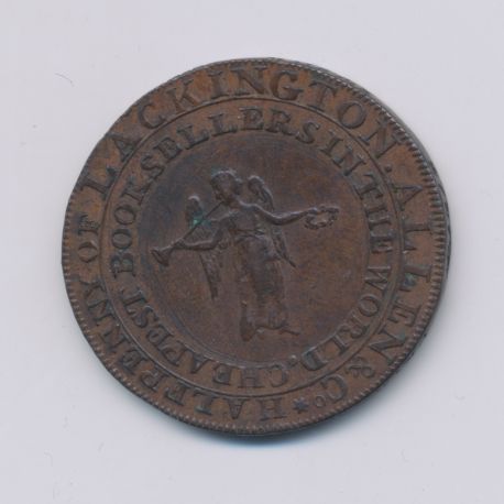 Angleterre - Token - 1/2 Penny J.Lackington - 1794 - cuivre - TTB