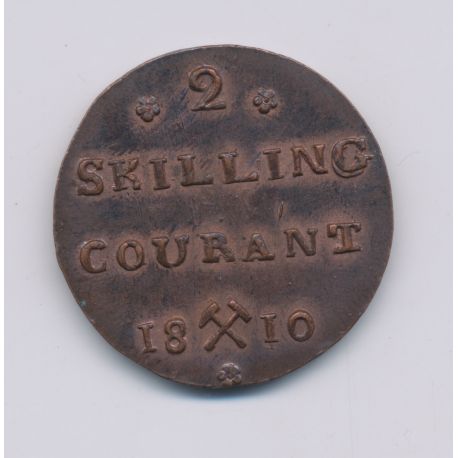Norvège - 2 Skilling courant - 1810 - Frédéric VI - cuivre - TTB+/SUP