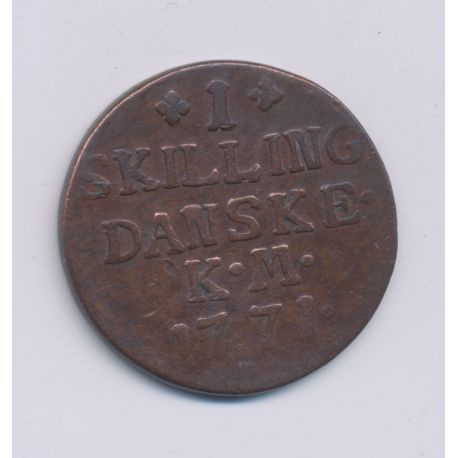 Danemark - Skilling - 1771 KM - Christian VII - cuivre ) TTB