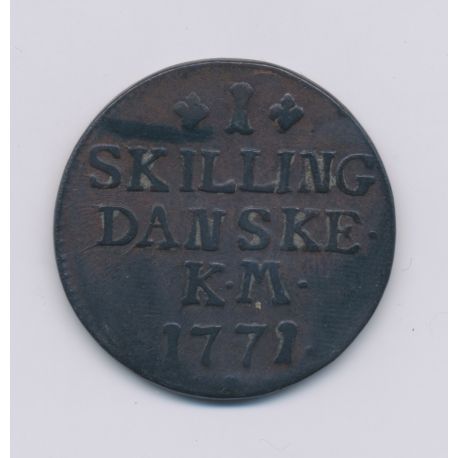 Danemark - 1 Skilling - 1771 KM - Christian VII - cuivre - TB+