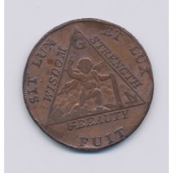 Angleterre - Token - 1/2 Penny 1790 - Franc-maçonnique - Middlesex pour élévation Prince de galles grand maitre - cuivre - TB