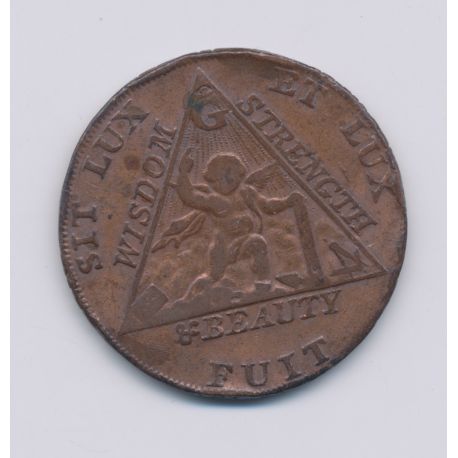 Angleterre - Token - 1/2 Penny 1790 - Franc-maçonnique - Middlesex pour élévation Prince de galles grand maitre - cuivre - TB