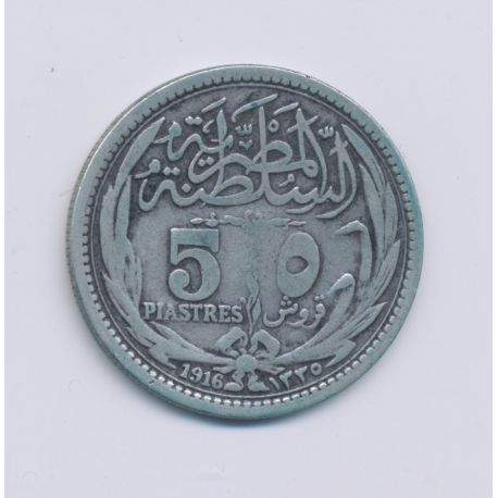 Egypte - 5 Piastres - 1916 - argent - TTB