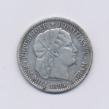 Haiti - 20 Cent - 1895 Paris - argent - TTB