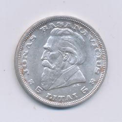 Lituanie - 5 Litai - 1936 - argent - TTB+
