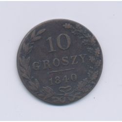 Pologne - 10 Groszy - 1840 - cuivre - TB+