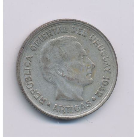 Uruguay - 1 Peso - 1942 Santiago - argent - TB