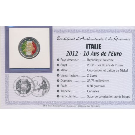 2 Euro couleur - Italie - 10 ans euro - 2012