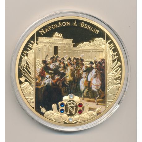 Médaille - Napoléon à Berlin  - Collection Napoléon Bonaparte - couleur et insert swarovski - 70mm