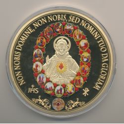 Médaille 100mm - Jésus - cuivre doré et colorisé 