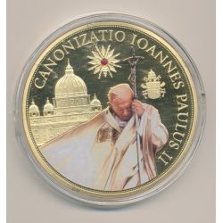 Médaille 70mm - Canonisation Jean Paul II N°3  - cuivre doré et coloris 
