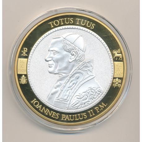 Médaille - Jean Paul II - cuivre doré et argenté - 70mm